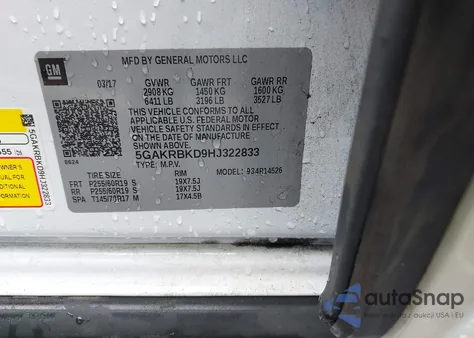 2017 Buick Enclave Leather from USA, damaged, VIN 5GAKRBKD9HJ322833